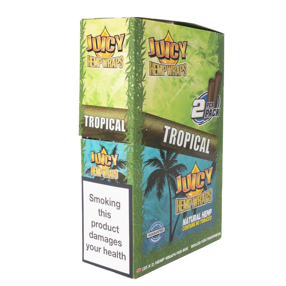 Juicy Hemp Wraps Terp Enhanced Tropical 50 (25 x 2) Per Box