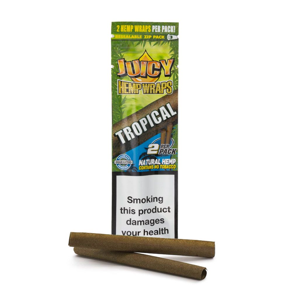 Juicy Hemp Wraps Terp Enhanced Tropical 50 (25 x 2) Per Box