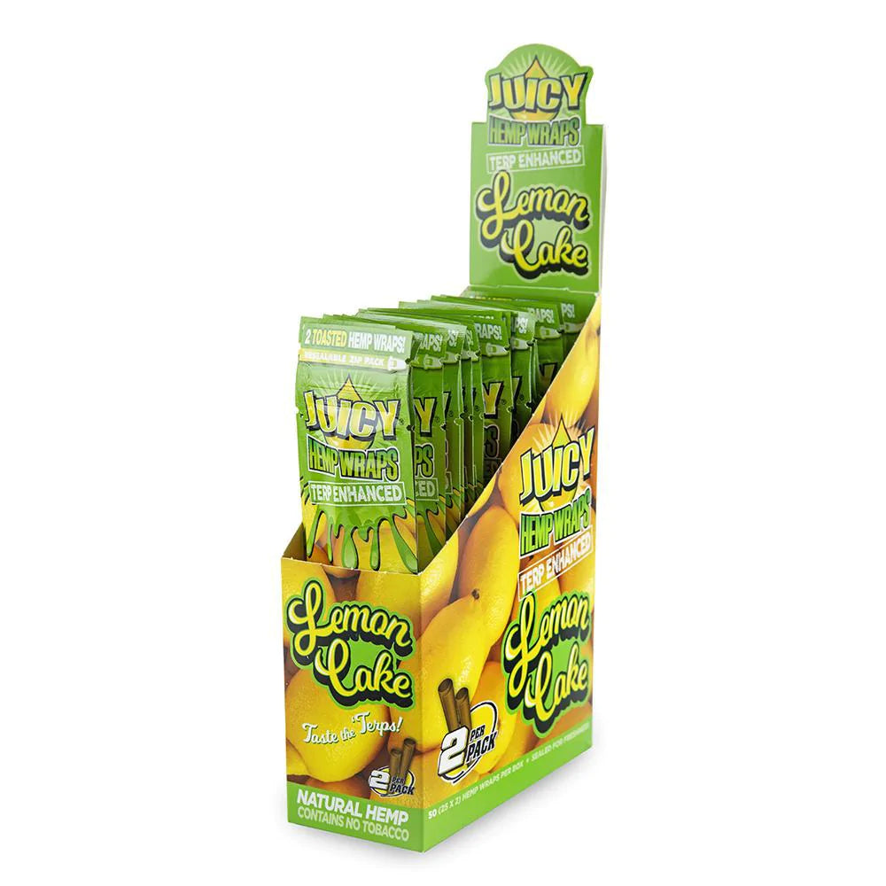Juicy Hemp Wraps Terp Enhanced Lemon Cake 50 (25 x 2) Per Box