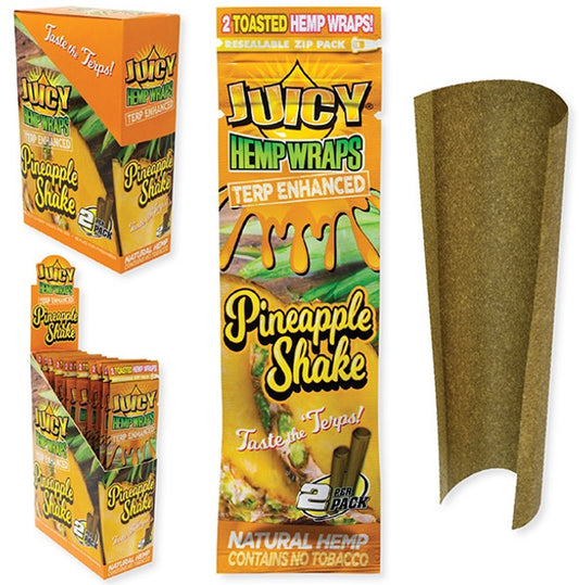 Juicy Hemp Wraps Terp Enhanced Pineapple Shake 50 (25 x 2) Per Box