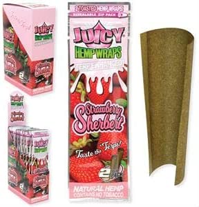 Juicy Hemp Wraps Terp Enhanced  Strawberry Sherbert 50 (25 x 2) Per Box