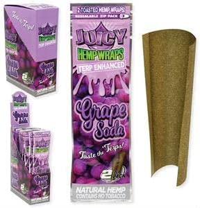 Juicy Hemp Wraps Terp Enhanced Grape Soda 50 (25 x 2) Per Box