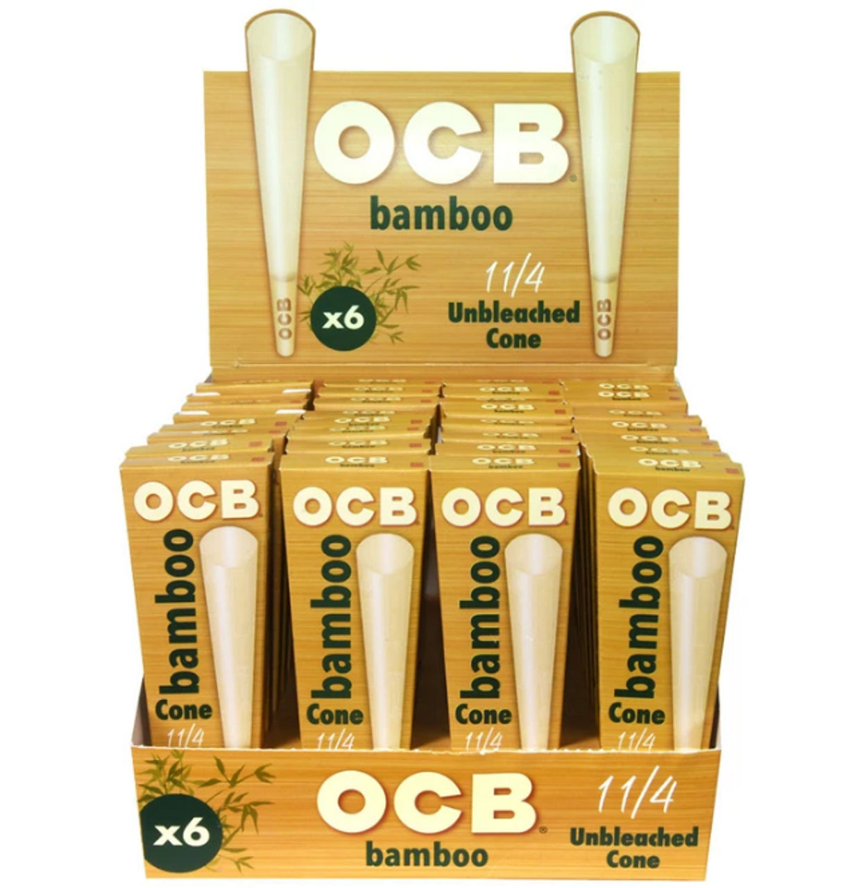 OCB BAMBOO CONE 1-1/4 6 CONES PER PACK, 32 PACK PER BOX