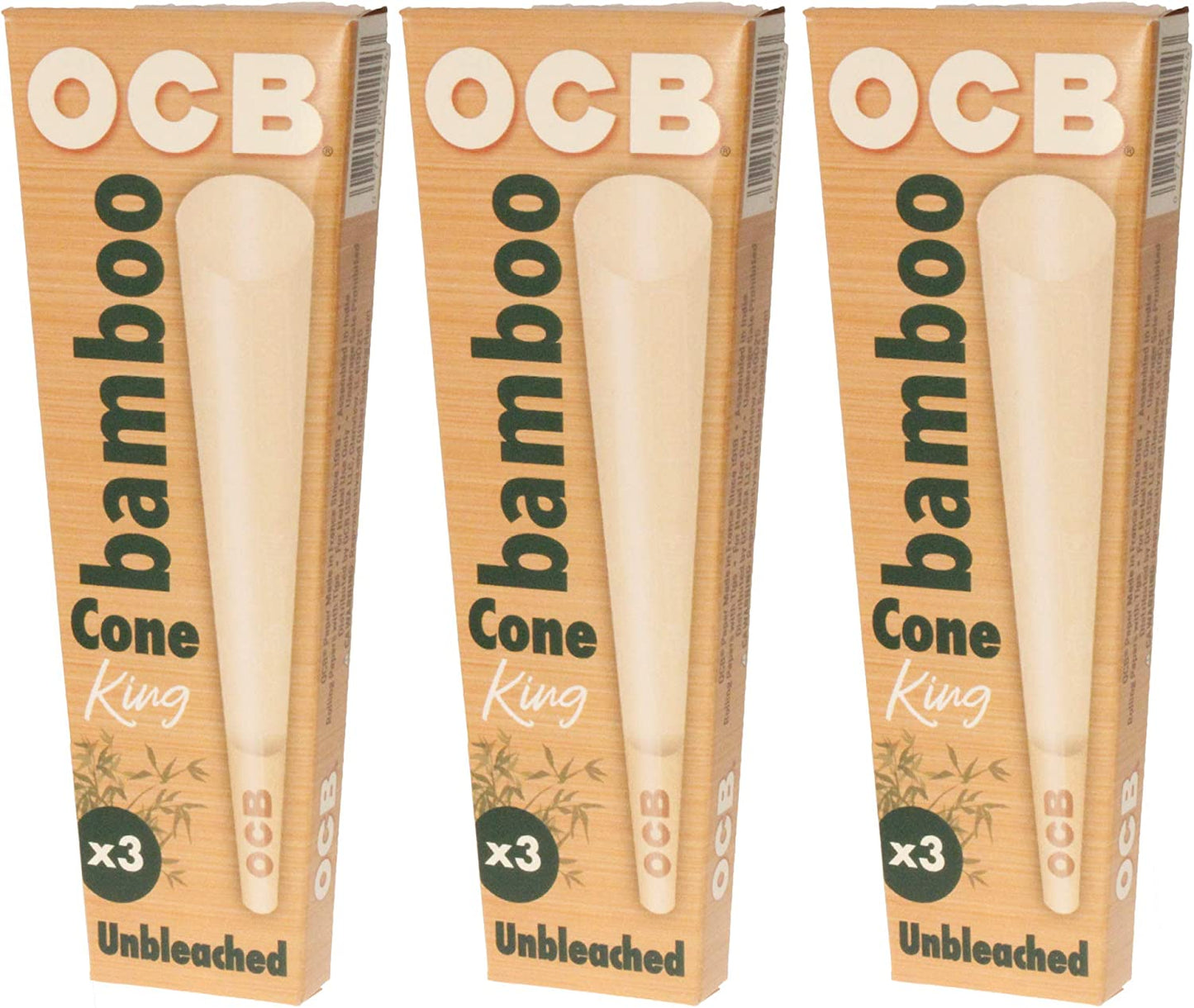 OCB BAMBOO CONE KING 3 PER PACK 32CT