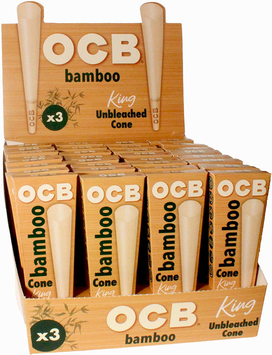 OCB BAMBOO CONE KING 3 PER PACK 32CT