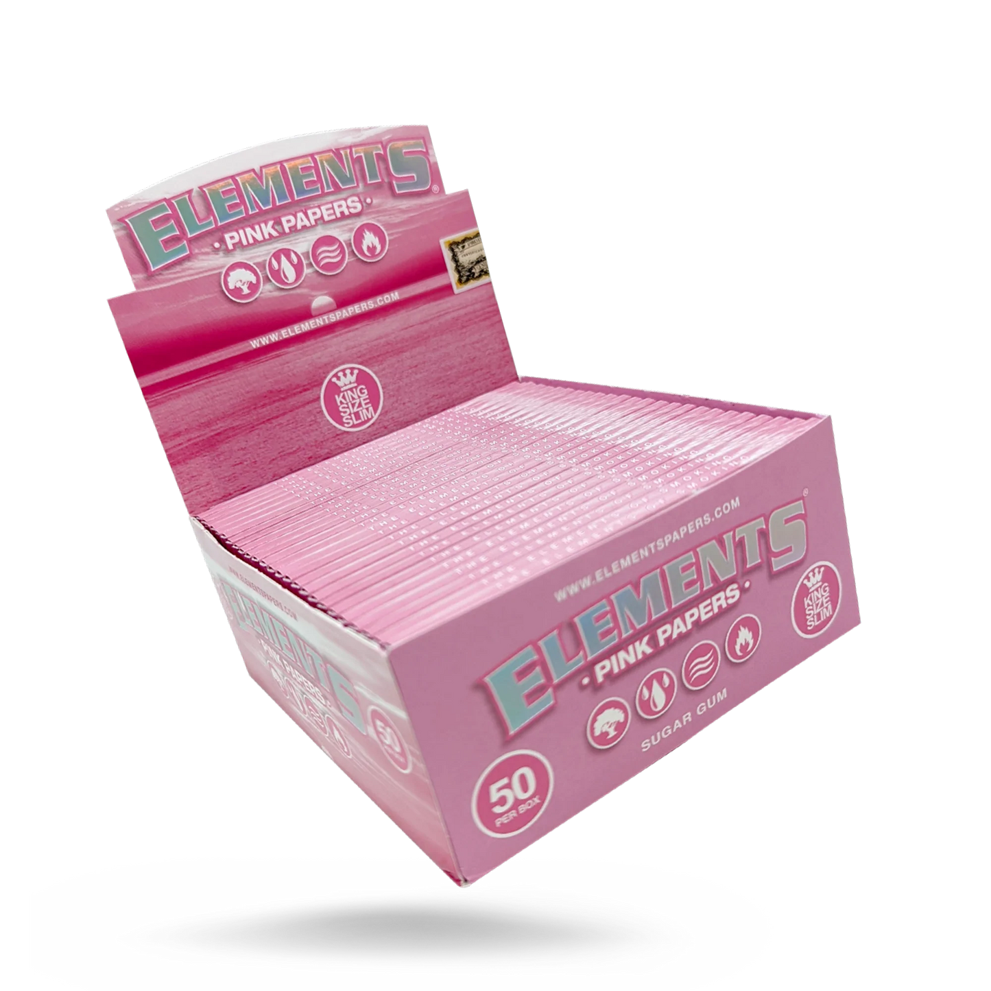 ELEMENTS PINK PAPERS KING SIZE SLIM 50 PACK