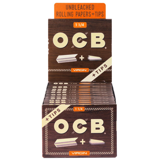OCB VIRGIN  UNBLEACHED 1-1/4 WITH TIPS