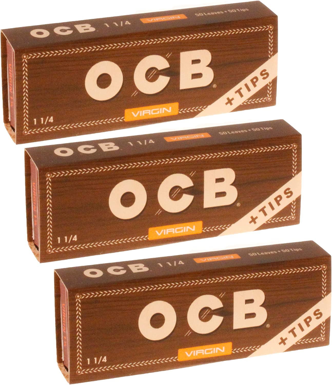 OCB VIRGIN UNBLEACHED 1-1/4 WITH TIPS