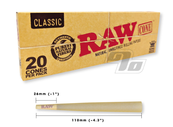 RAW CLASSIC PREROLL CONE KING SIZE 20CONES PER PACK