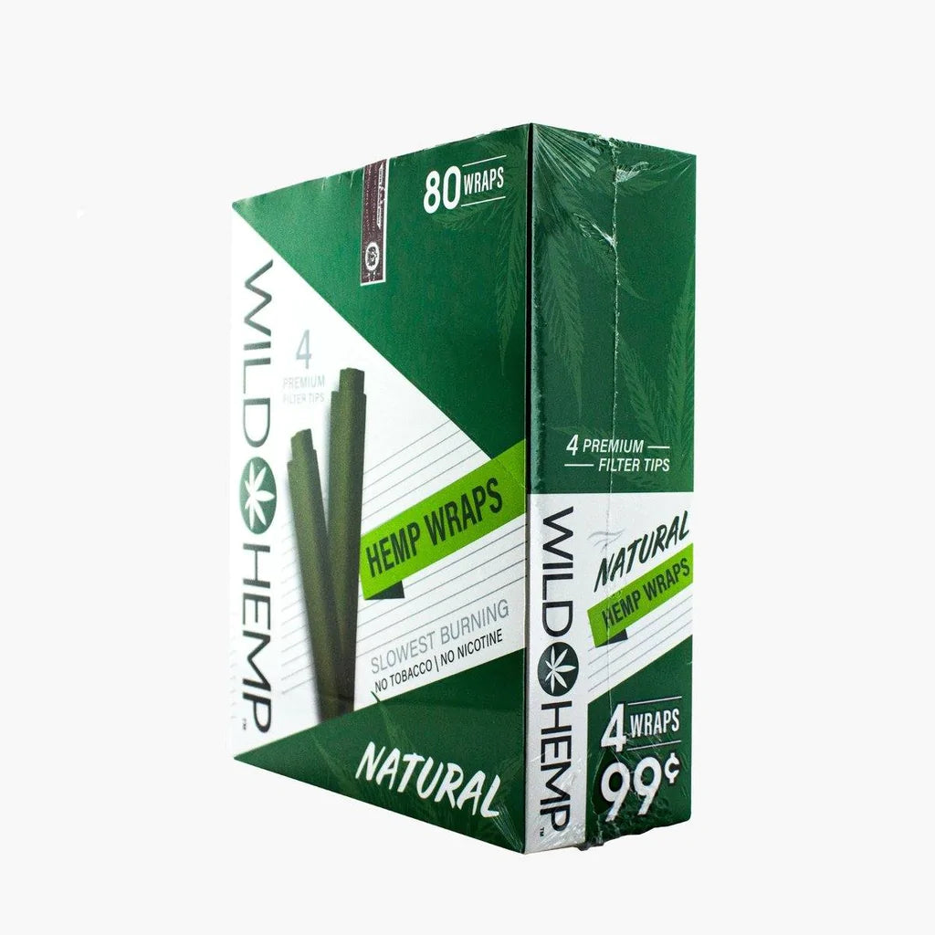 Wild Hemp Natural Slowest Burning 80Wraps with 4 Premium Filter Tips
