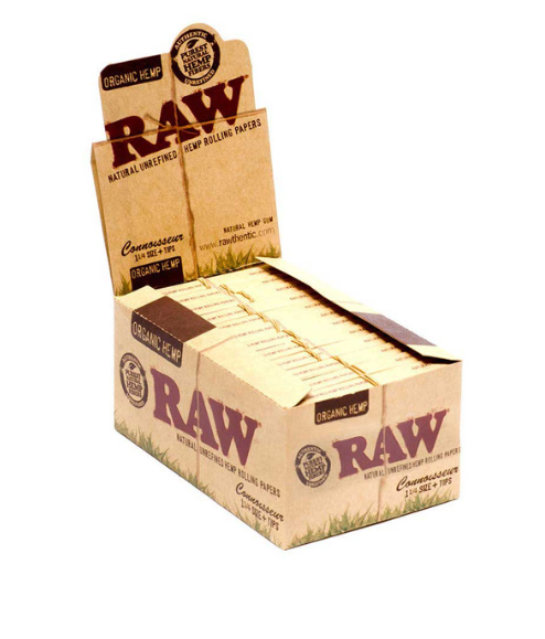 RAW CONNOISSEUR ORAGANIC HEMP KINGSIZE SLIM+TIPS 24 PER PACK