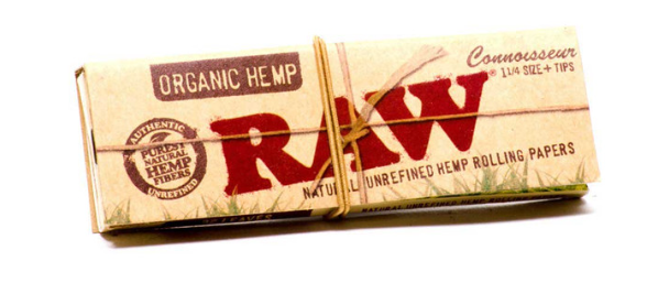 RAW CONNOISSEUR ORAGANIC HEMP  KINGSIZE SLIM+TIPS 24 PER PACK