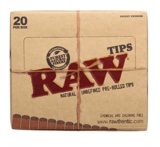 RAW PRE- ROLLED TIPS 20 PER BOX