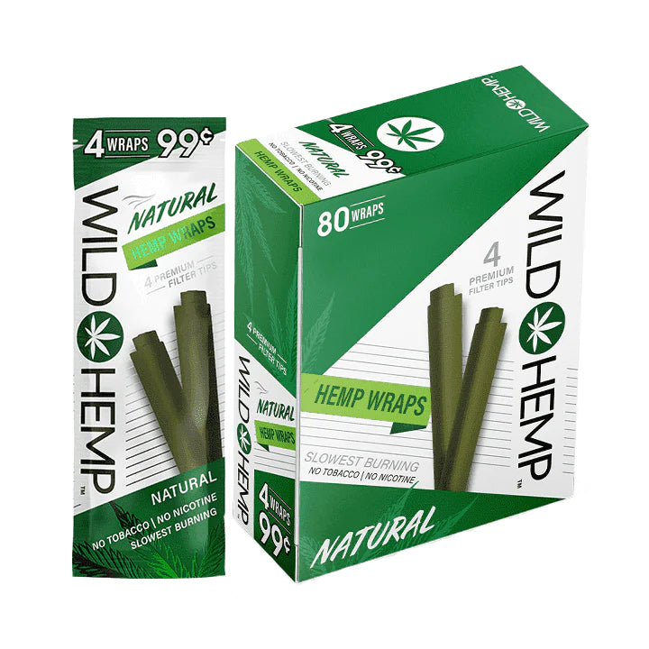 Wild Hemp Natural Slowest Burning 80Wraps with 4 Premium Filter Tips