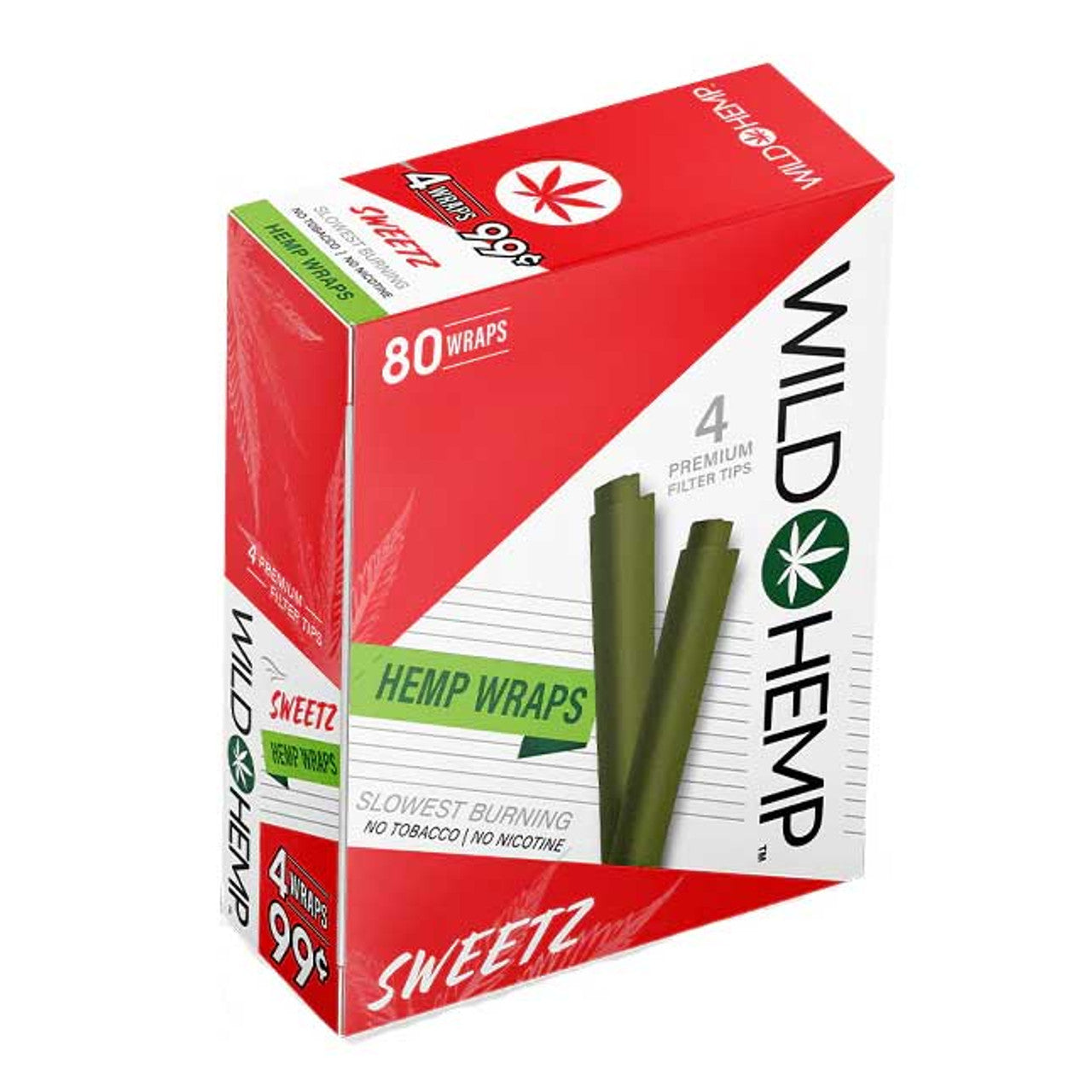 Wild Hemp Sweetz Slowest Burning 80Wraps with 4 Premium Filter Tips