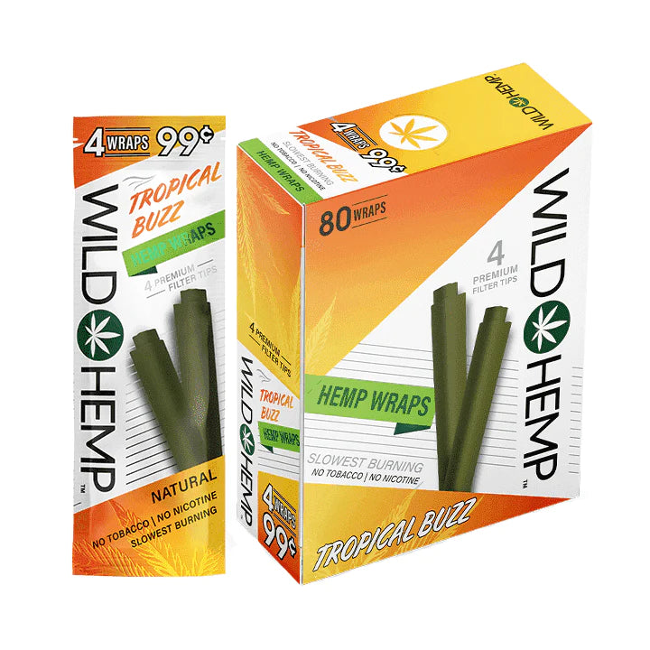 Wild Hemp Tropical Buzz Slowest Burning 80Wraps with 4 Premium Filter Tips